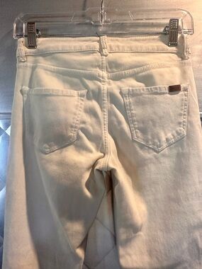 Massimo Dutti Cream Textured Cotton Jeans with Leather Logo